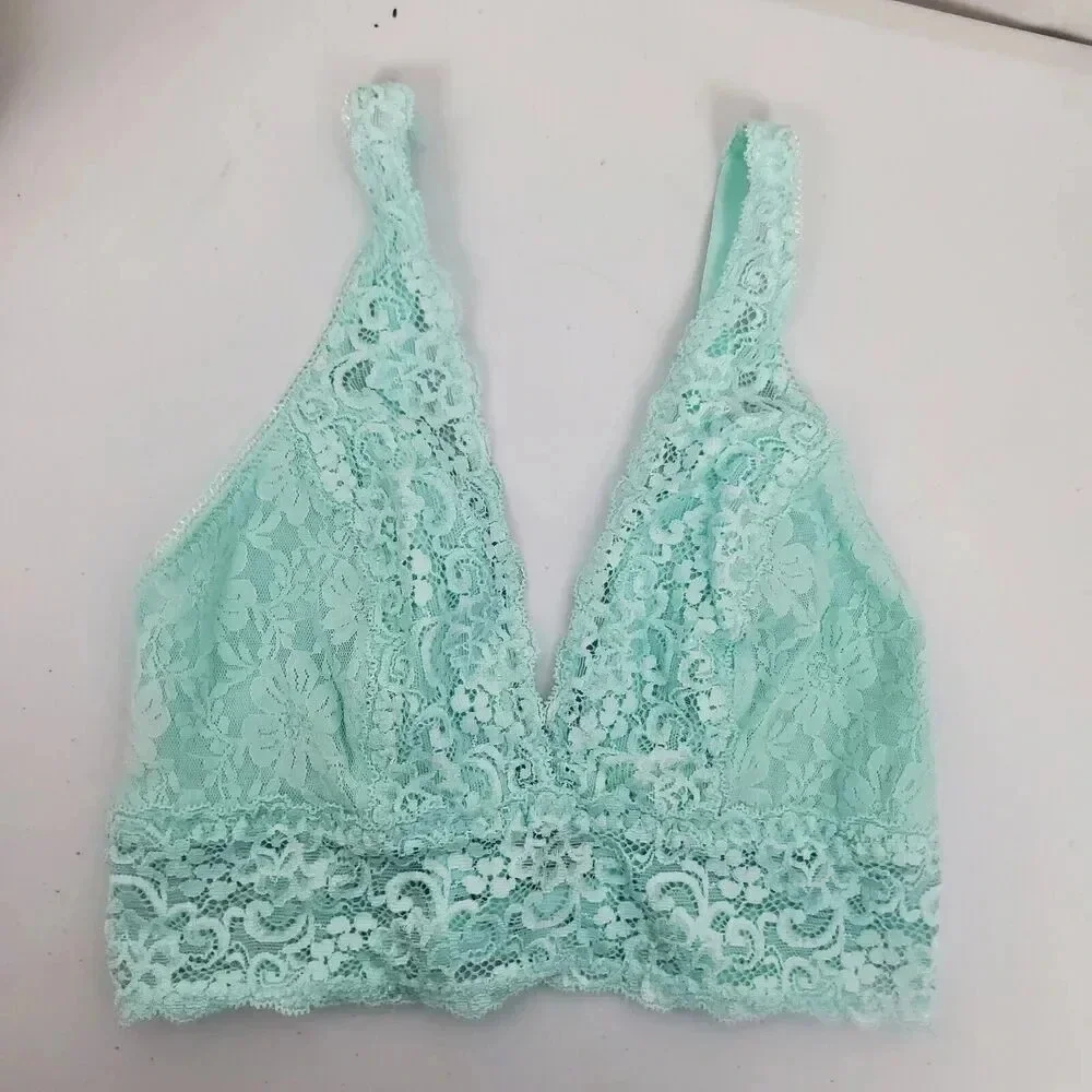 Women's SOMA Bralette Lace Plunge SZ XS Mint Green Teal Pastel Spring Ex Small - Picture 5 of 8